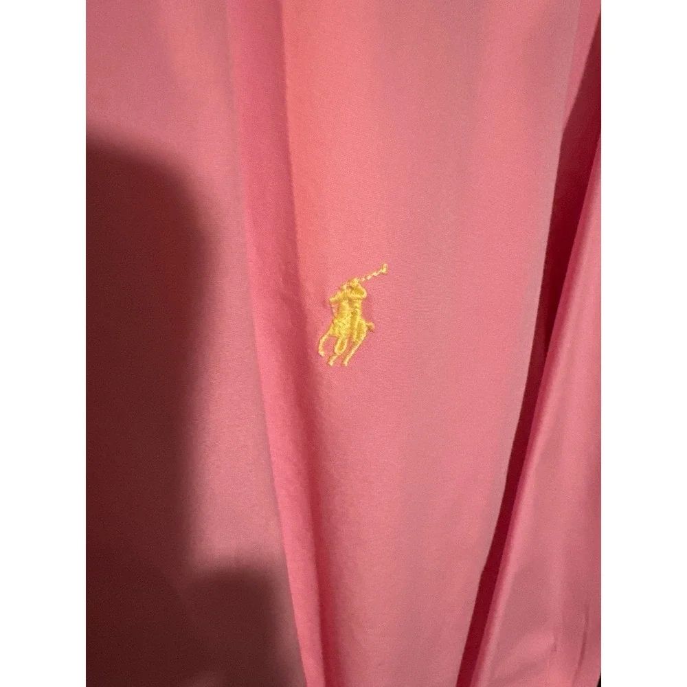 Polo Ralph Lauren Mens Classic Fit Pink Button Down Shirt Yellow Pony Large